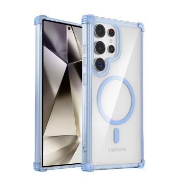 適用三星S22+透明手機殼車載磁吸支架保護殼S22 Ultra無線充電氣囊防摔時尚簡約男女款Note20 Ultra保護套