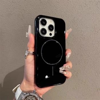 細圈MagSafe磁吸適用iPhone16pro蘋果14手機殼15ProMax新款11矽膠12全包13男女14plus情侶16promax防摔軟套