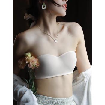 無肩帶內衣女小胸聚攏夏季薄款隱形防滑無痕無鋼圈裹胸罩抹胸文胸