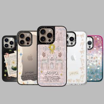insTY 歐陽娜娜花朵小鹿森林秘鏡鏡面適用蘋果15pro手機殼iphone16pro max新款防摔14保護套卡通13透明全包