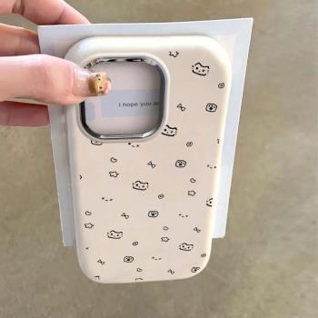 線條小貓適用蘋果15promax手機殼iphone14pro新款16promax可愛卡通13小眾12保護套防摔11金屬框軟殼網紅女16