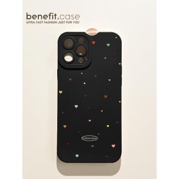 benefit高階感滿屏彩色愛心適用於iphone16promax蘋果15PRO手機殼13新款14套12創意11全包xsmax矽膠xr防摔8p7