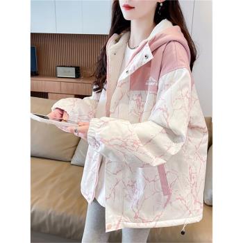 秋冬季加絨加厚風衣外套少女韓版寬松初高中學生羊羔毛休閑棉服潮