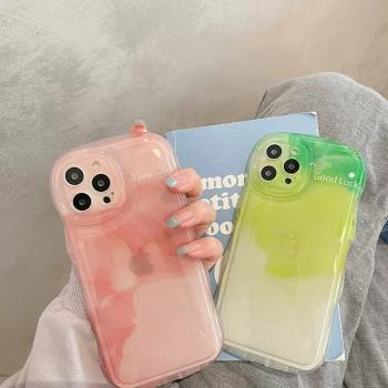 波浪邊ins漸變水墨畫暈染適用三星s21ultra手機殼矽膠透明個性s23/s22+藝術a54a53a52男女a34全包a33防摔s20+