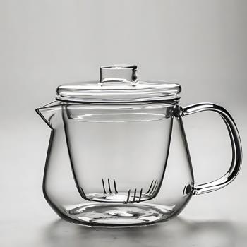 日本高檔耐熱高溫玻璃茶壺過濾加厚透明單壺小號花茶壺家用茶水分