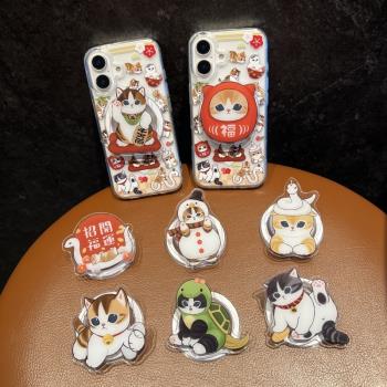 愛珀客 創意新款蛇年可愛貓咪磁吸支架適用於iPhone16蘋果15promax手機殼13/14透明保護套12/11亞克力16Pro女