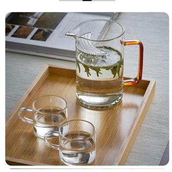 月牙過濾公道杯茶濾茶漏一體辦公茶杯加厚玻璃茶壺耐熱帶把家用杯