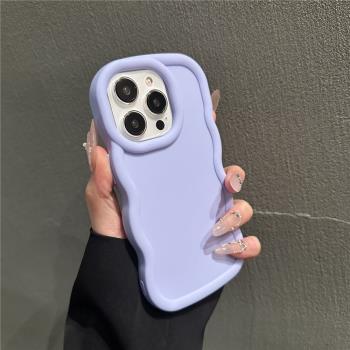 純色馬卡龍波浪邊框適用蘋果15promax手機殼iPhone14promax矽膠13防摔12輕奢xsmax可愛xr男女11pro創意手機殼