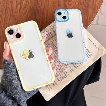 創意卡通傑尼龜適用蘋果15promax手機殼iphone14透明矽膠軟13/12全包天使眼11/16防摔保護套情侶7/8/6s高階感