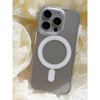 簡約磁吸適用於蘋果13/14/15/16proMax透明手機軟殼iPhone11/12MINI透明