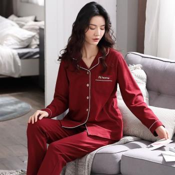 北極絨睡衣女春秋款純棉長袖套裝大碼高檔睡衣夏季女可外穿家居服