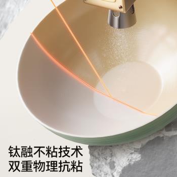 有鈦無塗層不粘鍋炒鍋家用平底炒菜鍋微壓不沾鍋燃氣電磁爐專用