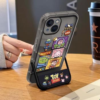隱形支架卡通適用於蘋果16plus手機殼14pro保護套iphone12proMAX磨砂11防摔xsmax男IP13全包8plus7代6矽膠15