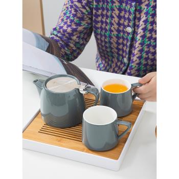 陶瓷大容量一壺兩杯小茶盤帶過濾酒店家用泡茶咖啡水果茶茶具套裝