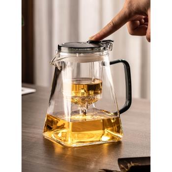 耐熱玻璃茶壺飄逸泡茶壺茶水分離一鍵過濾按壓式內膽茶杯茶盤套裝