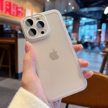 簡約高階自帶鏡頭膜適用蘋果16promax手機殼13透明iPhone11/12軟套xr全包鏡頭膜16plus防摔透明15pro 14軟殼
