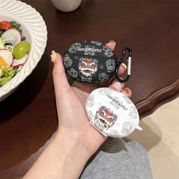 舞獅適用於OPPOEncoAir4無線藍牙耳機充電倉保護套EncoAir4Pro卡通立體可愛矽膠防摔軟殼個性創意保護外殼