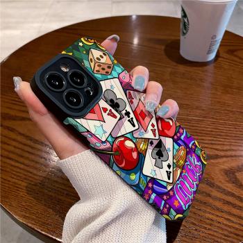 技芝 小眾適用iPhone13ProMax矽膠蘋果16 15 12手機殼11防摔14 XsMax女plus創意撲克牌高階全包保護套軟潮男