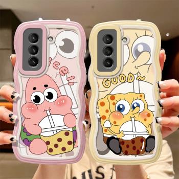適用於三星S21手機殼卡通搞怪女galaxy s21 fe保護套s21+日韓軟矽膠s21ultra個性可愛女款s21plus海綿寶寶sx