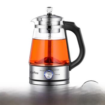 110V美規跨境全自動家用煮茶器蒸汽噴淋煮黑茶壺玻璃電茶壺咖啡壺