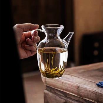 仿宋玻璃壺高硼矽耐熱玻璃茶壺小號綠茶執壺公道杯帶過濾可加熱.