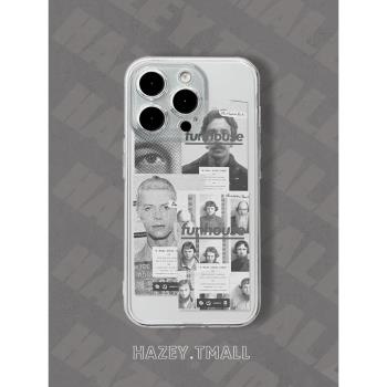 Hazey歐美風復古海報適用蘋果16promax手機殼iPhone15趣味14plus/8個性12mini簡約xr藝術透明xs創意se3/2