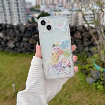 ins閃粉流沙卡通三麗鷗適用蘋果16手機殼iphone15promax新款13防摔12矽膠14pro保護套11少女可愛庫洛米玉桂狗