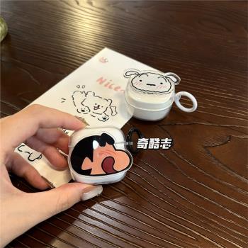 ins風可愛蠟筆小新適用華強北五代透明無線耳機套四代卡通小白狗狗貼片pro4藍芽保護套六代防摔軟殼miniAir6
