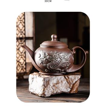龍鳳紫砂壺茶壺家用大容量泡茶壺過濾朱泥陶瓷單壺養生壺功夫茶具