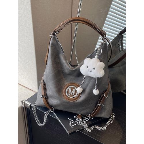 休閑大容量女式雙肩包2024新款通勤百搭后背包多用單肩斜挎托特包