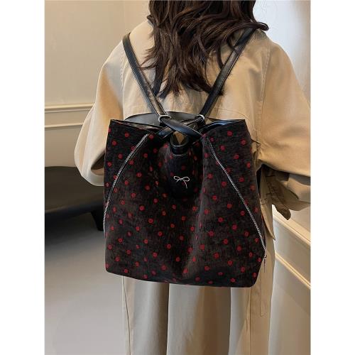 秋冬季流行波點大容量包包女2025新款雙肩后背包通勤單肩包托特包