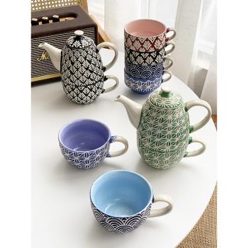 安木良品 外貿出口 復古波西米亞藝術圖騰陶瓷茶壺咖啡杯馬克杯