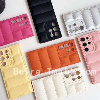 個性羽絨服手機殼適用三星S24 ultra純色S21FE保護套Samsung note20軟殼A54 a50精孔全包A25 A13矽膠A51 a52s