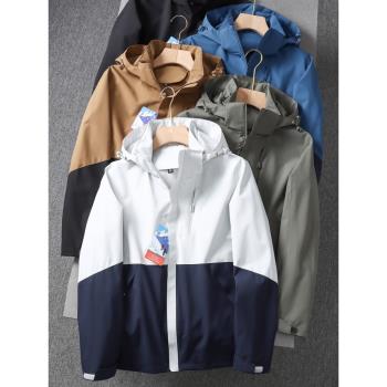 櫃貨品質 防風防水 春夏戶外薄款運動夾克男連帽軟殼沖鋒衣外套潮