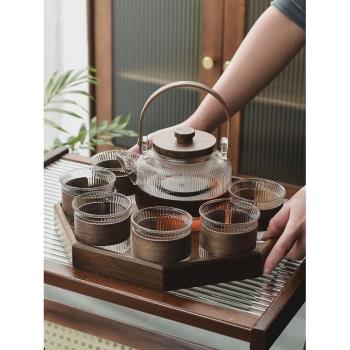 蠟燭煮茶爐溫茶器水果花茶茶具套裝玻璃茶壺茶杯日式保溫加熱底座