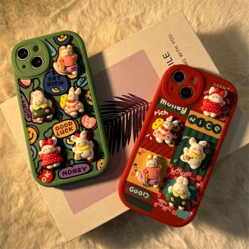 卡通立體兔子適用於OPPOA5PRO手機殼oppoa3pro保護套A2M創意a3i矽膠A1 5G磨砂可愛男女同款A3活力版全包軟殼