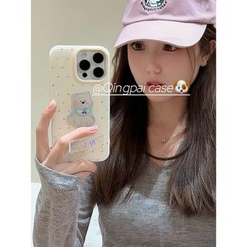 輕派ins彩色波點立體小動物適用蘋果15promax手機殼iphone13新款16pro女12創意diy貼片14日韓風甜妹全包硬殼