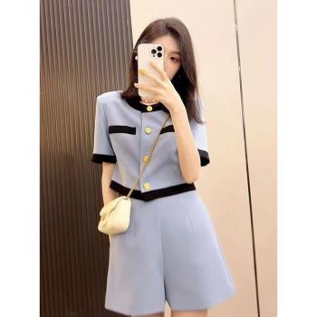 小個子穿搭一整套高階感小洋裝法式小香風上衣短褲兩件套裝女夏季