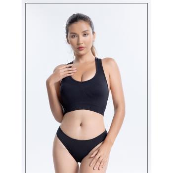 歐美薄T褲tback內褲女中腰健身舒適無痕大碼純色全棉純棉襠丁字褲