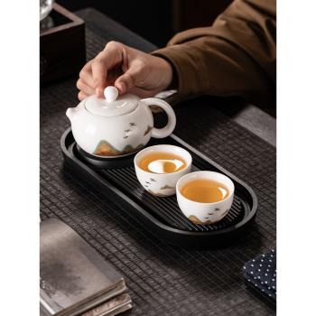 米黃汝窯西施壺一壺兩杯家用高檔陶瓷功夫泡茶壺會客喝茶2025新款