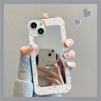 適用蘋果14promax手機殼iPhone13簡約ins笑臉11鏡面15手機套12小眾高階13pro防摔x軟殼14pro女新款16爆款超火