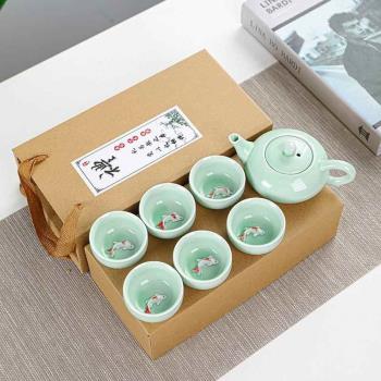 兒童過家家陶瓷小功夫茶具茶壺咖啡杯套裝寶寶小玩具擺件