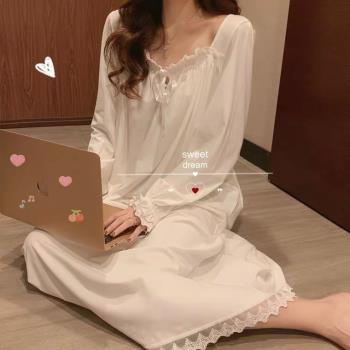 大碼胖mm白色夏季少女冰絲睡裙