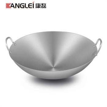 康磊加厚不銹鋼炒鍋不粘鍋雙耳圓底家用適用鍋具大號