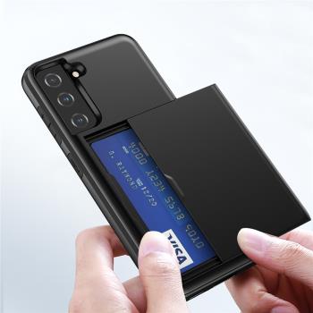 插卡殼適用三星S21手機殼Samsung Galaxy S21 5G 放公交卡銀行卡
