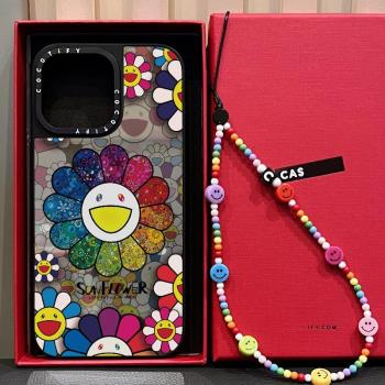 CASE磁吸MagSafe聯名村上隆太陽花適用iphone16pro手機殼15promax蘋果14plus潮牌13藝術網紅12保護套鏡面情侶