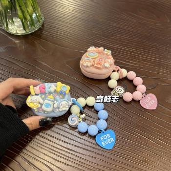 ins可愛珠串適用漫步者X3彩色藍芽保護套X3Air少女心x3tws無線耳機套XS3卡通Minibuds奶油膠diy防摔V02軟殼萌