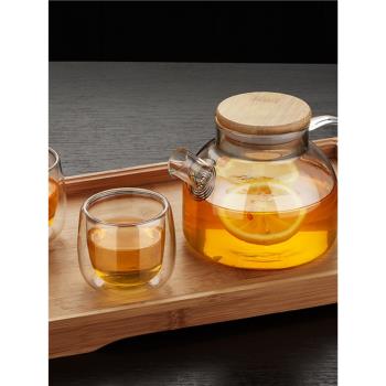 高硼矽木蓋玻璃茶壺500ml 茶杯茶具功夫套裝家用小號耐熱北歐風格
