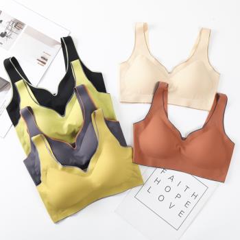 泰國乳膠無痕運動內衣女美背無鋼圈小胸聚攏收副乳背心式睡眠文胸