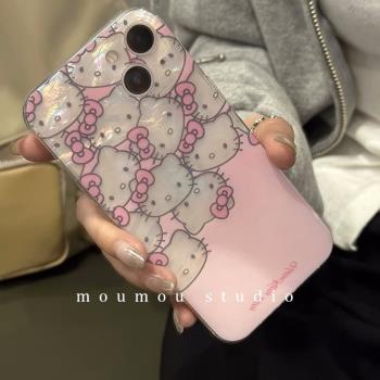 貝殼紋凱蒂貓適用三星a54手機殼a53a52s卡通動漫s23趣味少女s24+/s23ultra日韓防摔s21fe保護套s10+/note20